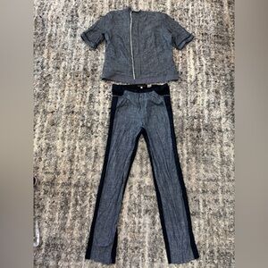 Denim Blue Women's Top and pants  with zipper